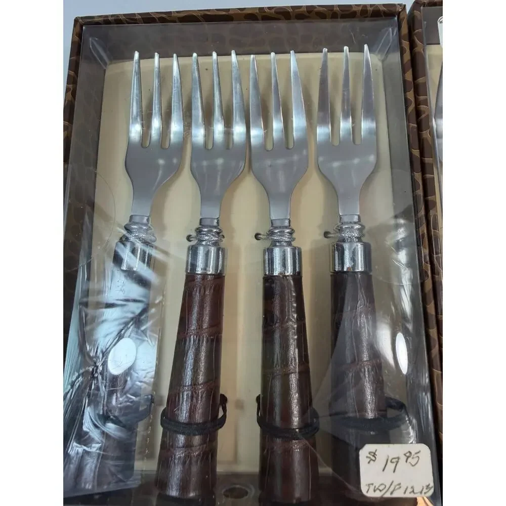 Wild Eye Designs Flatware Set 12 Pc Faux Crocodile Forks & Spreaders New In Box